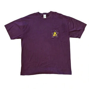1998 Warner Bros Tweety Bird Embroidered Unisex XL Tshirt Plum Purple EUC